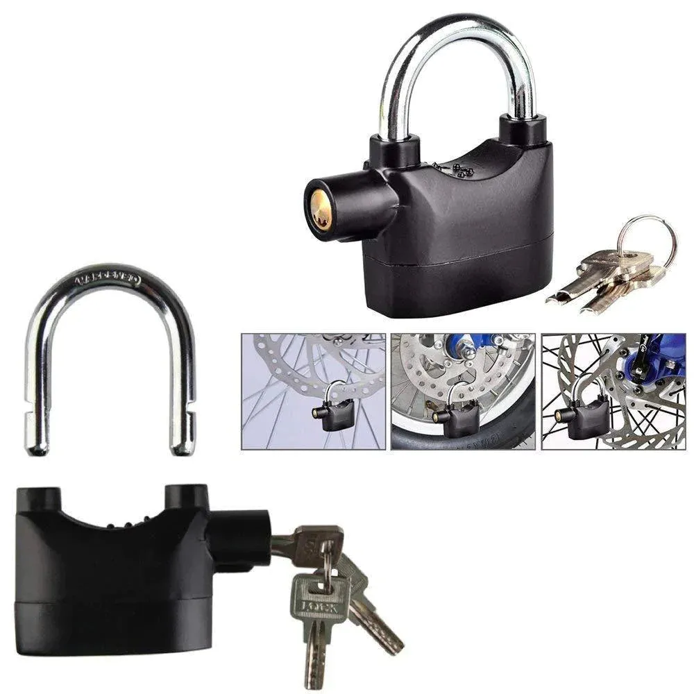 0185a Security Alarm Lock System | Waterproof Black Anti-theft Siren 110dba alarm anti Padlock FoR Bike|Door Window|Battery  padlock