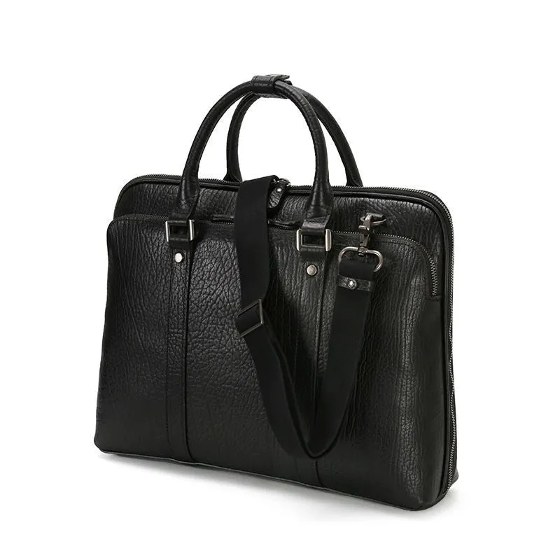 15.6" Business Cowhide Leather Briefcase for Men P0089