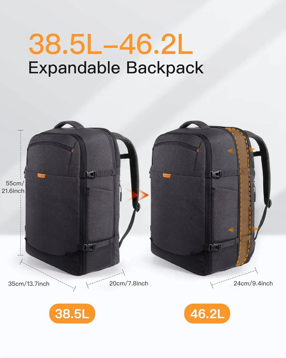 20-46.2L Expandable Splash-resistant Carry On Travel Backpack, BP03006