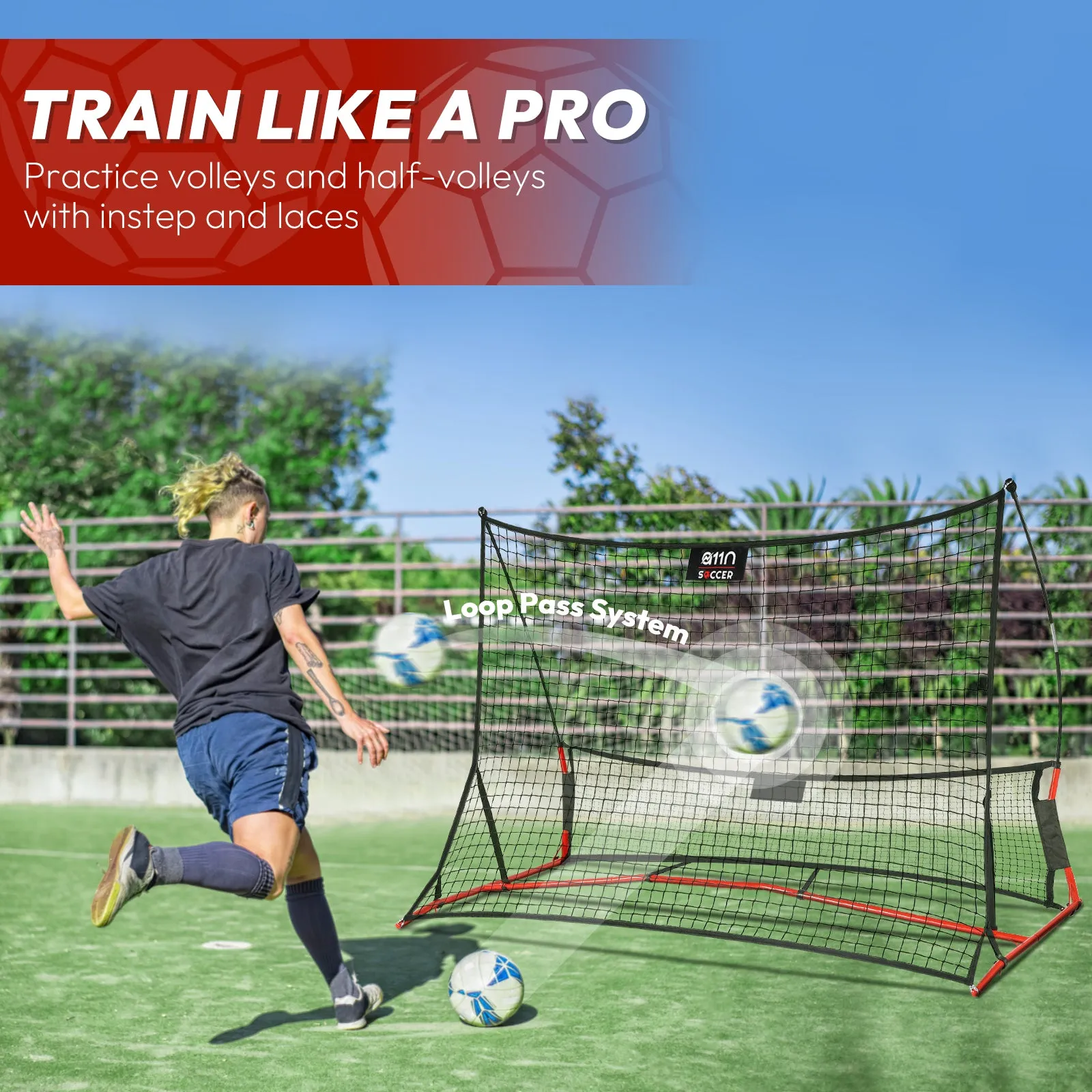 A11N 7ft x 5ft Dual Side Portable Soccer Rebounder