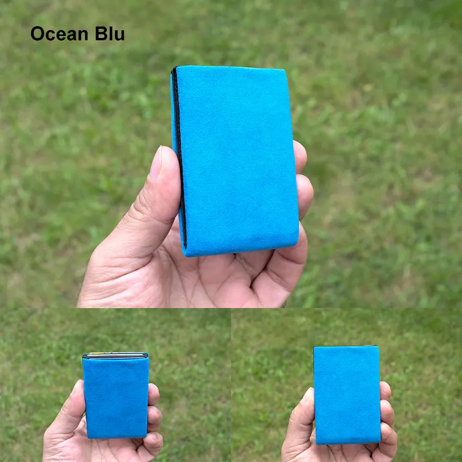 Alcantara Minimalist Wallet: The Ultimate Combination of Luxury and Utility - Men Wallet - RFID Wallet - Blu Ocean