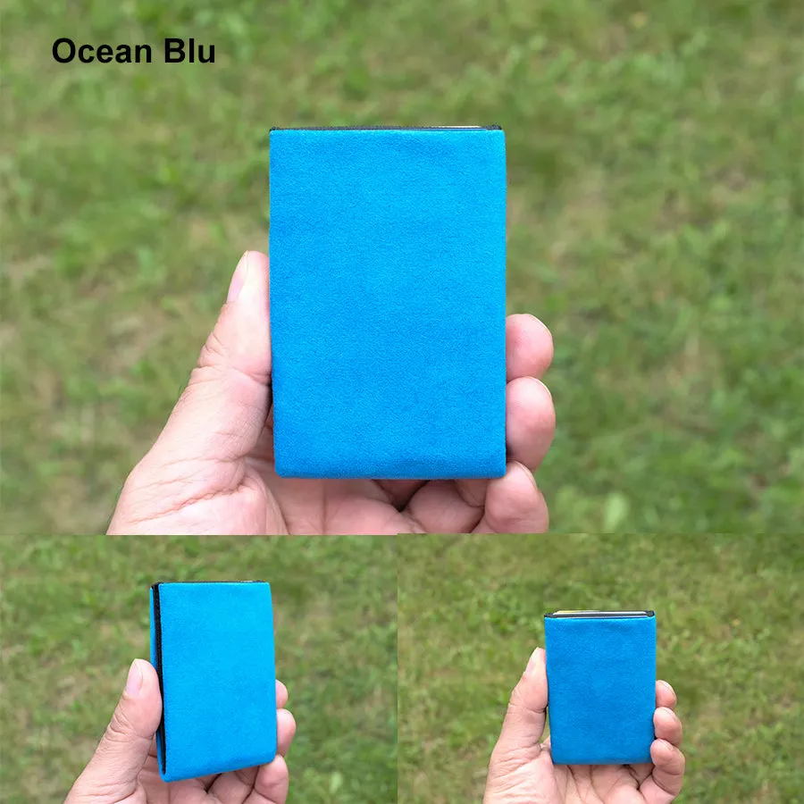 Alcantara Minimalist Wallet: The Ultimate Combination of Luxury and Utility - Men Wallet - RFID Wallet - Blu Ocean