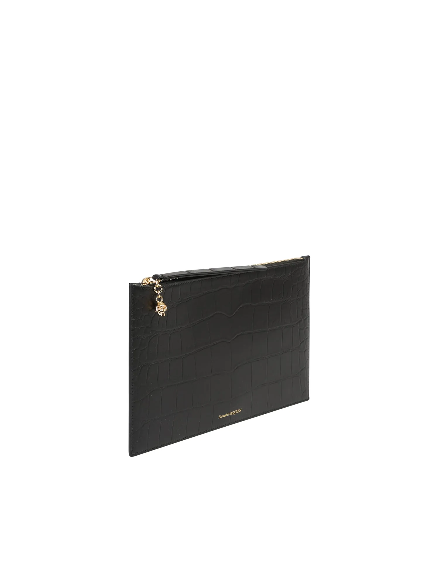 Alexander McQueen Zipped Croc Effect Clutch Bag