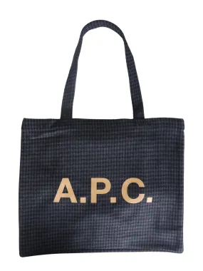 A.P.C. Logo Printed Checked Shopping Bag