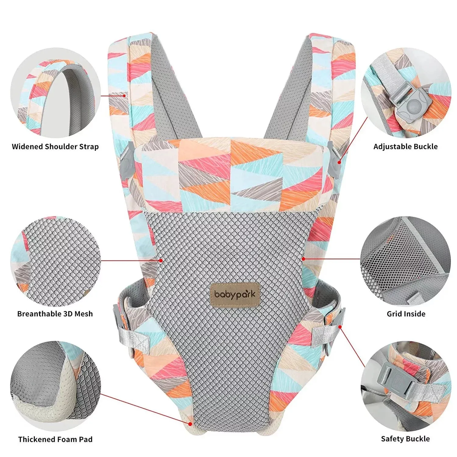 Baby Carrier, 4-In-1 Colorful Baby Carrier, Front and Back Sling with Adjustable Holder