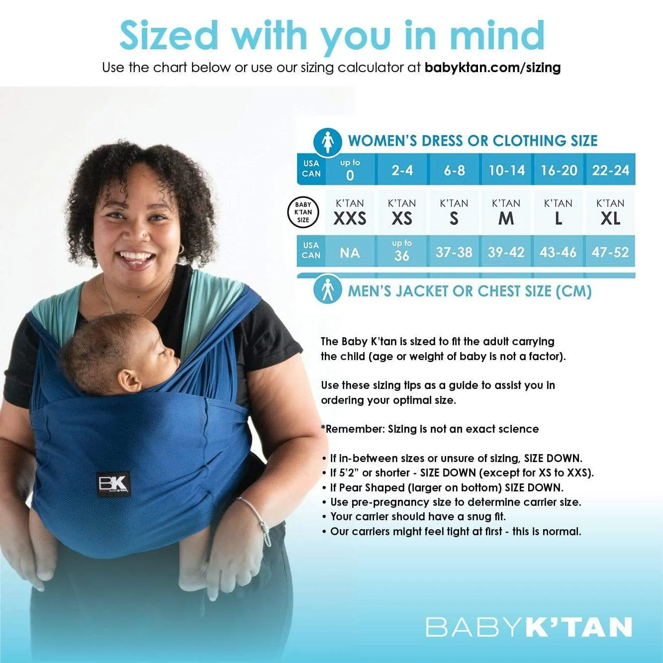 Baby K'tan Active Oasis Baby Carrier in Blue/Turquoise