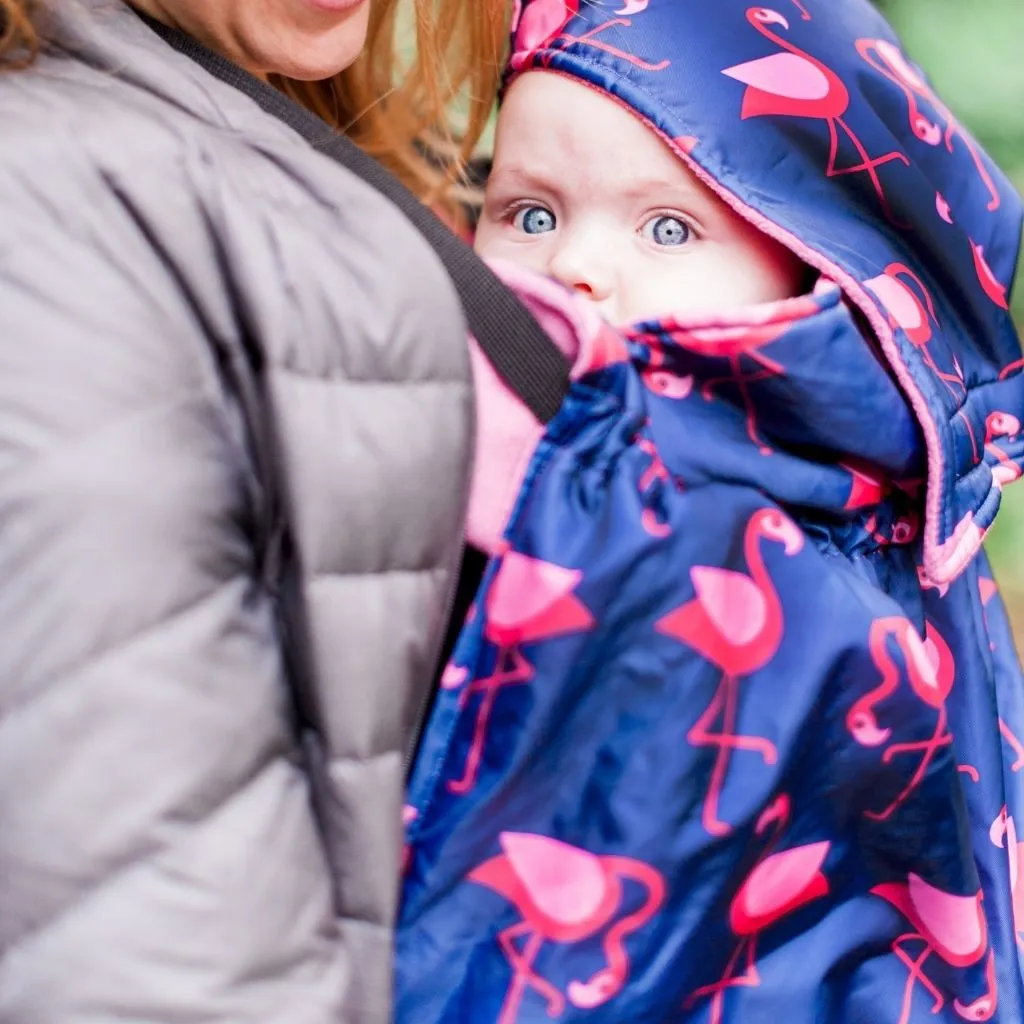 BabyWearing Fleece-lined Cover - NAVY FLAMINGO