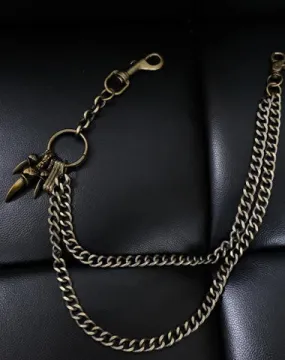 Badass Men's Bronze Metal Long Double Wallet Chain Pants Chain Biker Wallet Chain For Men