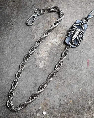 Badass Men's Silver Scorpion Long Pants Chain Punk Biker Wallet Chain For Men