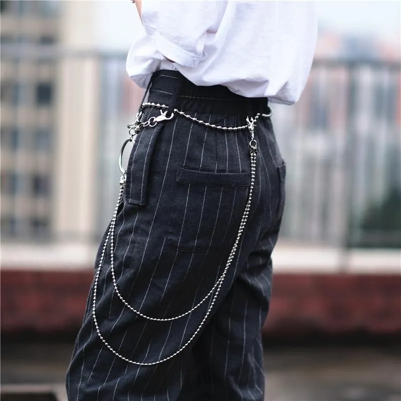 Badass Punk Mens Womens Stainless Steel Double Beaded Pants Chain Wallet Chain For Men