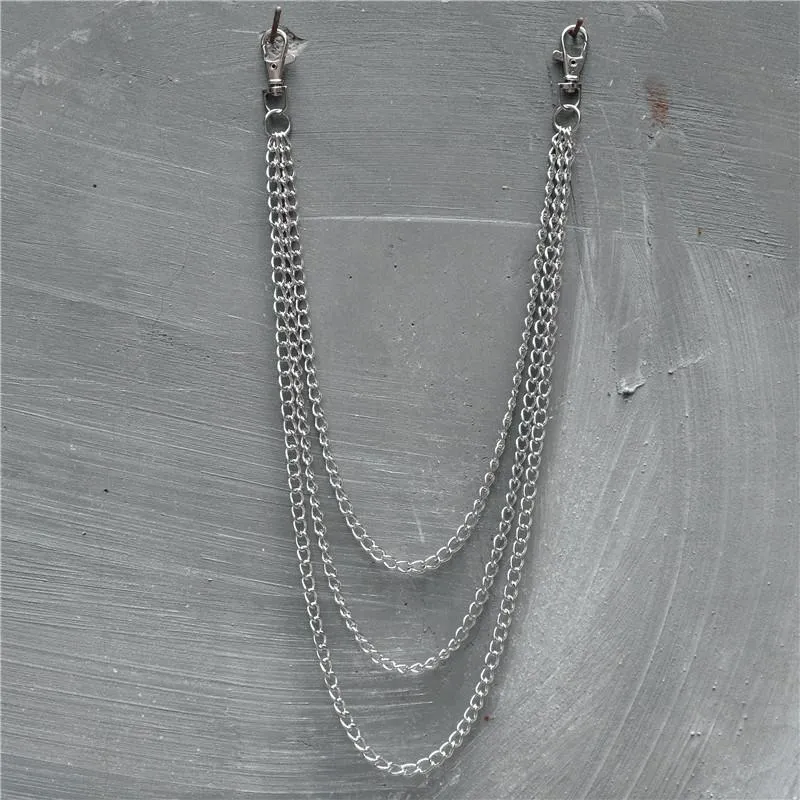 Badass Stainless Steel Mens Triple Layer Long Pants Chain Wallet Chain For Men