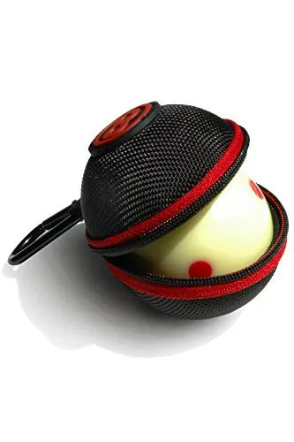 Ballsak Sport - Red/Black - Clip-on Cue Ball Case, Cue Ball Bag for Attaching Cue Balls, Pool Balls, Billiard Balls, Training Balls to Your Cue Stick Bag EXTRA STRONG STRAP DESIGN!