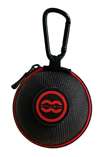 Ballsak Sport - Red/Black - Clip-on Cue Ball Case, Cue Ball Bag for Attaching Cue Balls, Pool Balls, Billiard Balls, Training Balls to Your Cue Stick Bag EXTRA STRONG STRAP DESIGN!