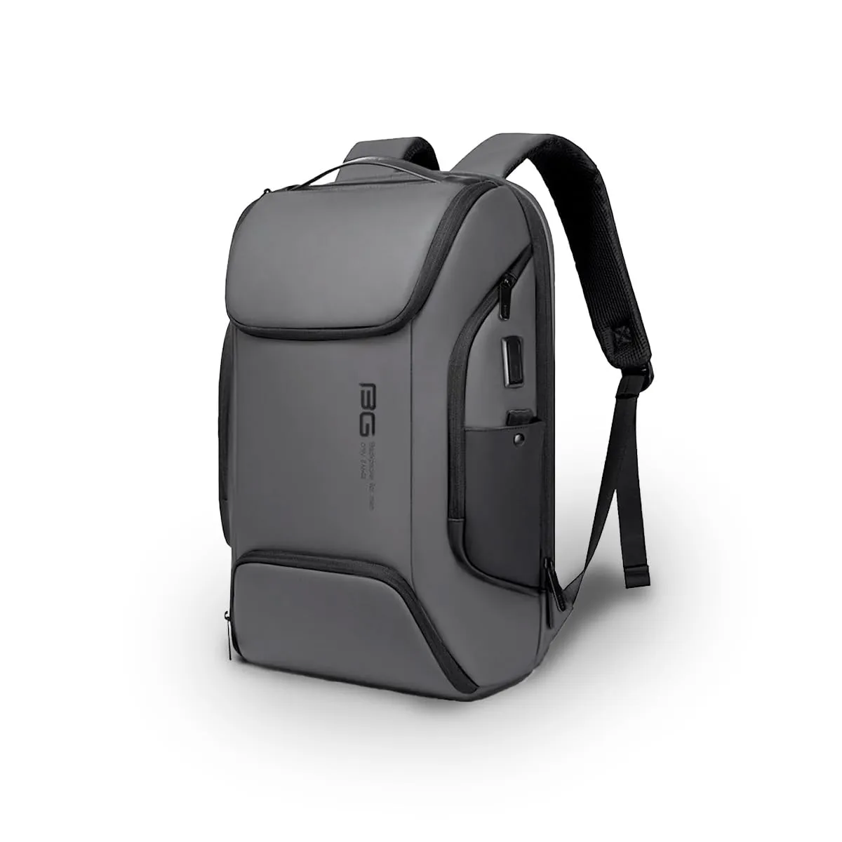 BANGE Water Resistant Polyester Anti-Theft Unisex Travel Laptop Backpack with USB Port (Grey)