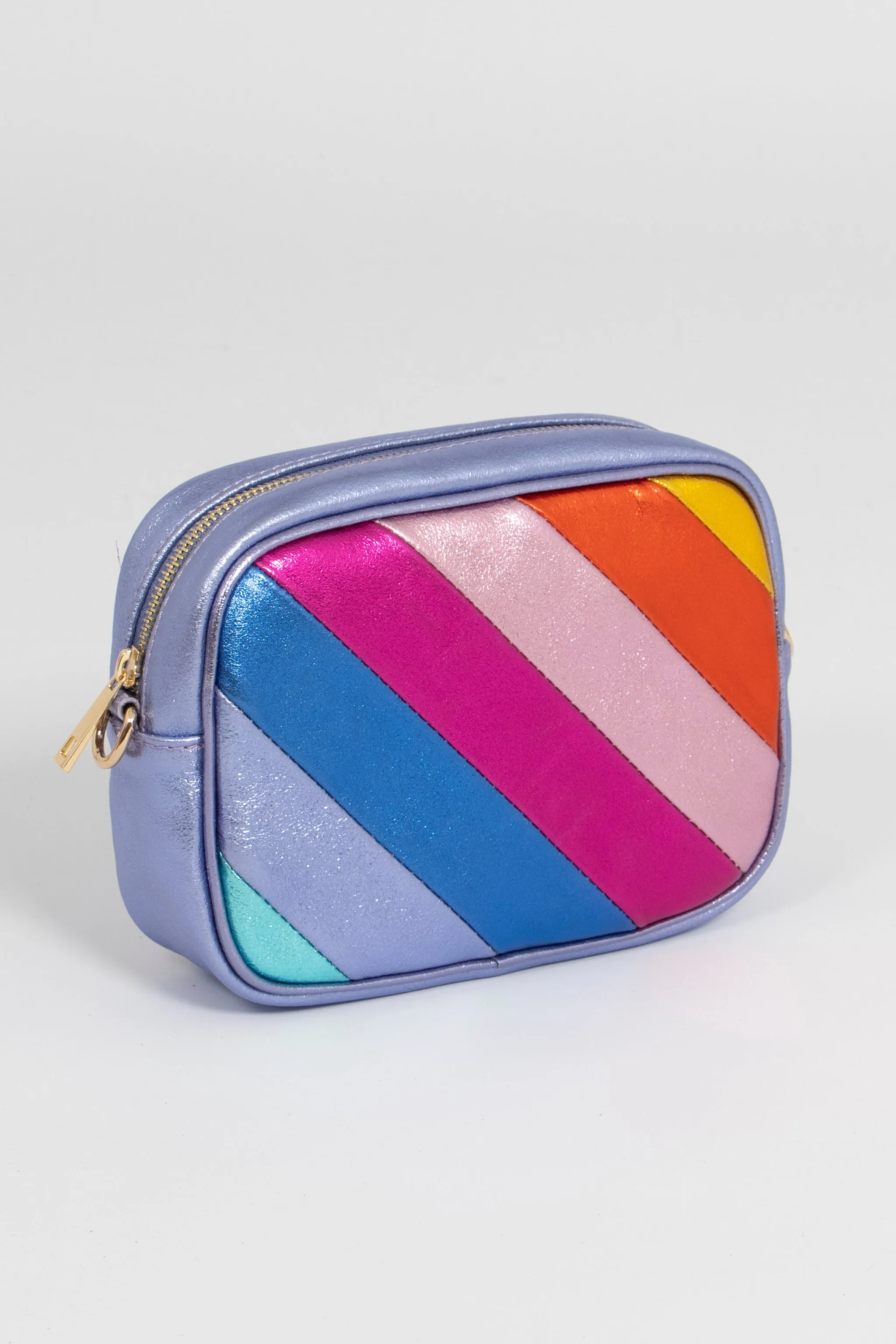 Beau - Italian Leather Crossbody Bag - Silver Rainbow, Metallic