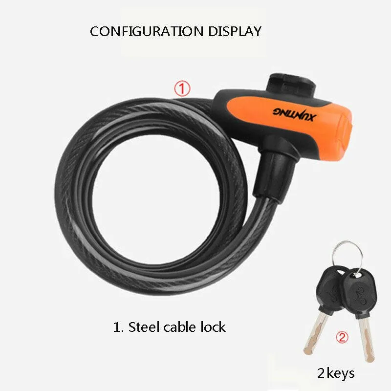 Bicycle lock anti-theft mountain road bicycle wire chain lock key safety anti-theft belt mounting bracket scooter bicycle lock