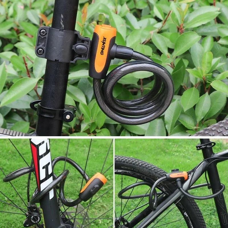 Bicycle lock anti-theft mountain road bicycle wire chain lock key safety anti-theft belt mounting bracket scooter bicycle lock