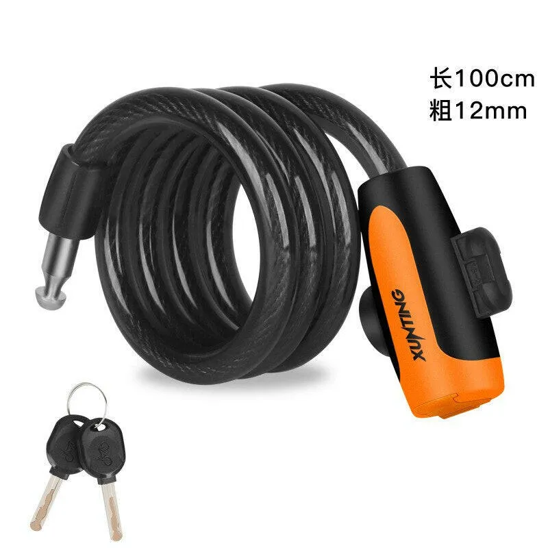 Bicycle lock anti-theft mountain road bicycle wire chain lock key safety anti-theft belt mounting bracket scooter bicycle lock