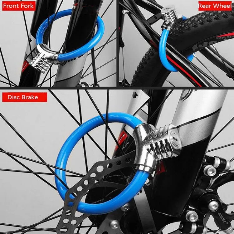 Bicycle Ring Lock Anti-Theft Lock Bicycle Portable Mini Safety Lock Racket Lock Bold Cable Lock, Colour: Reflective Matte Black