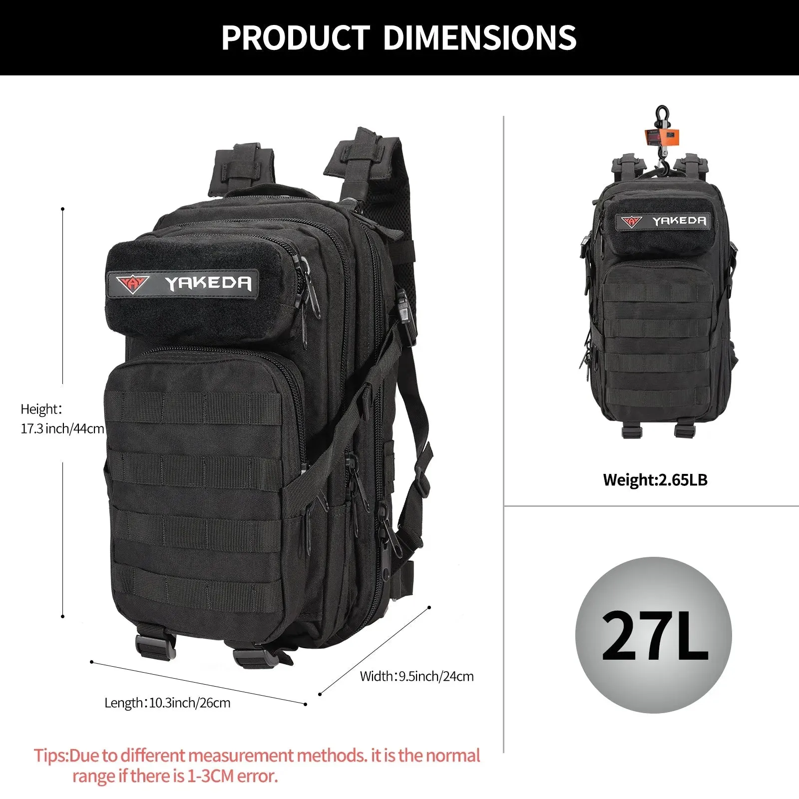 BK-2282 Tactical Backpack Military Backpacks 27L Army Survival Backpacks Small Waterproof Bug out Bag