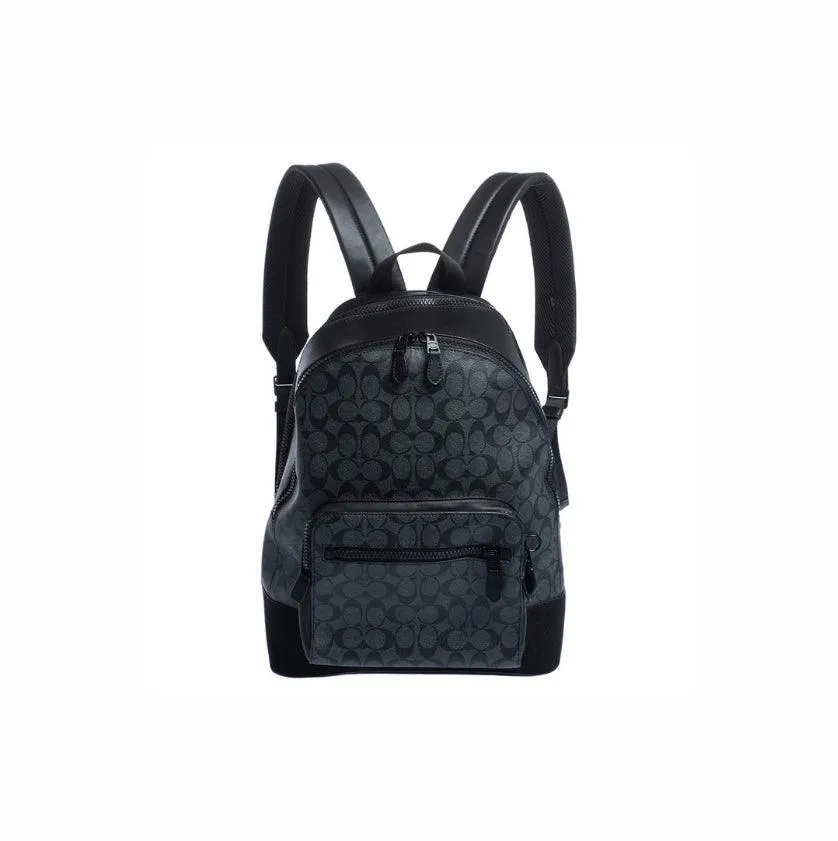 Black Coated Canvas and Leather West Backpack