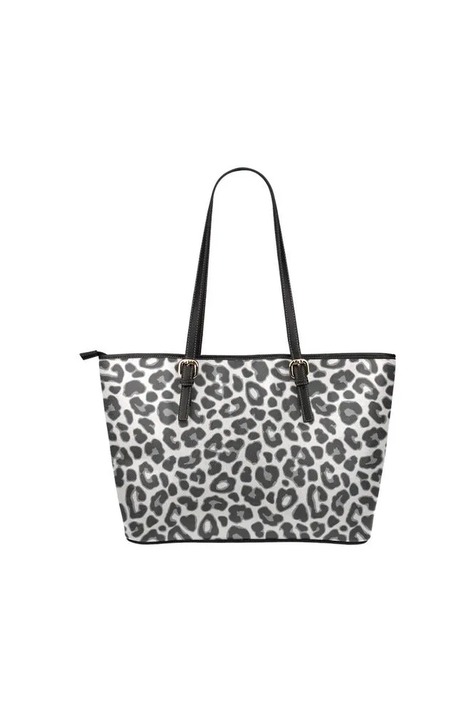 black leopard Leather Tote Bag/Small