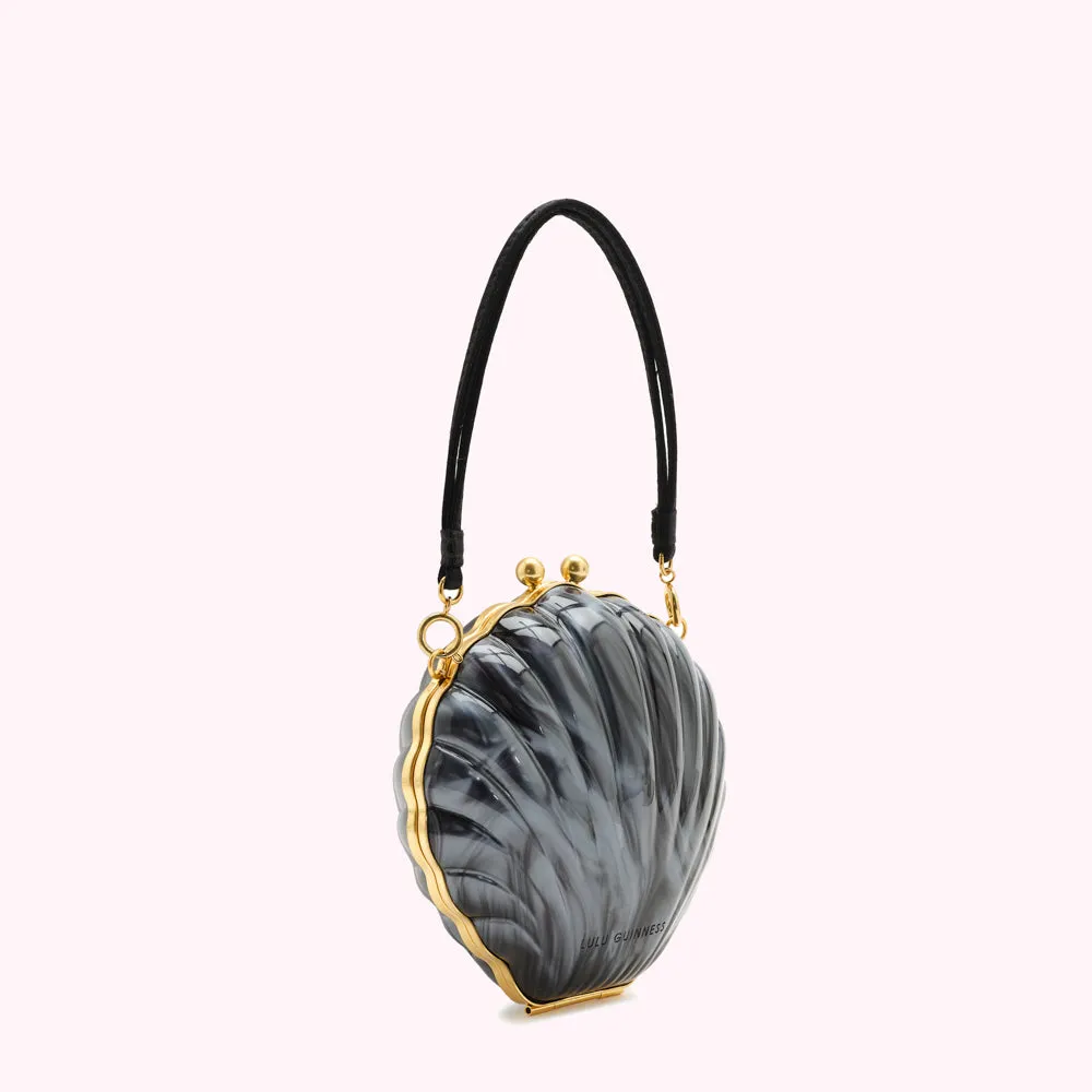 BLACK SHELL CLUTCH BAG