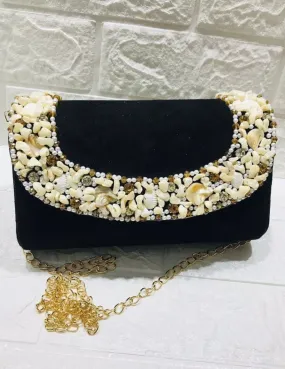 Black Shell Embedded Clutch Sling Bag