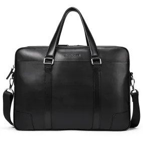 BOSTANTEN Leather Laptop Briefcase Best Work Bags Computer Bag for Men Black