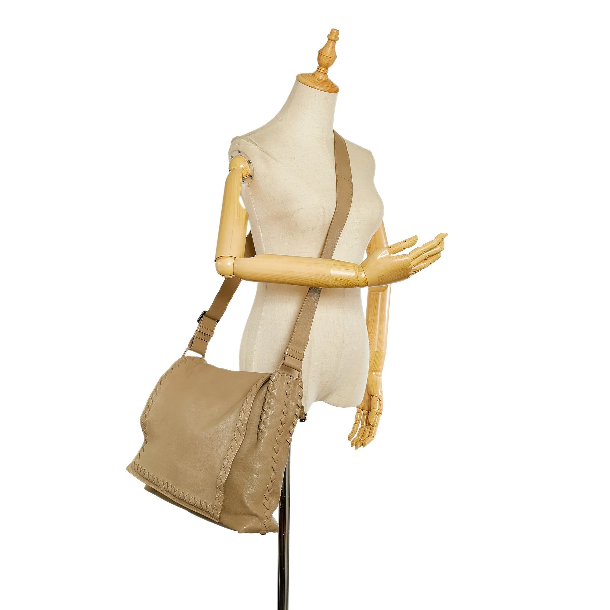 Bottega Veneta Intrecciato Crossbody Bag Beige