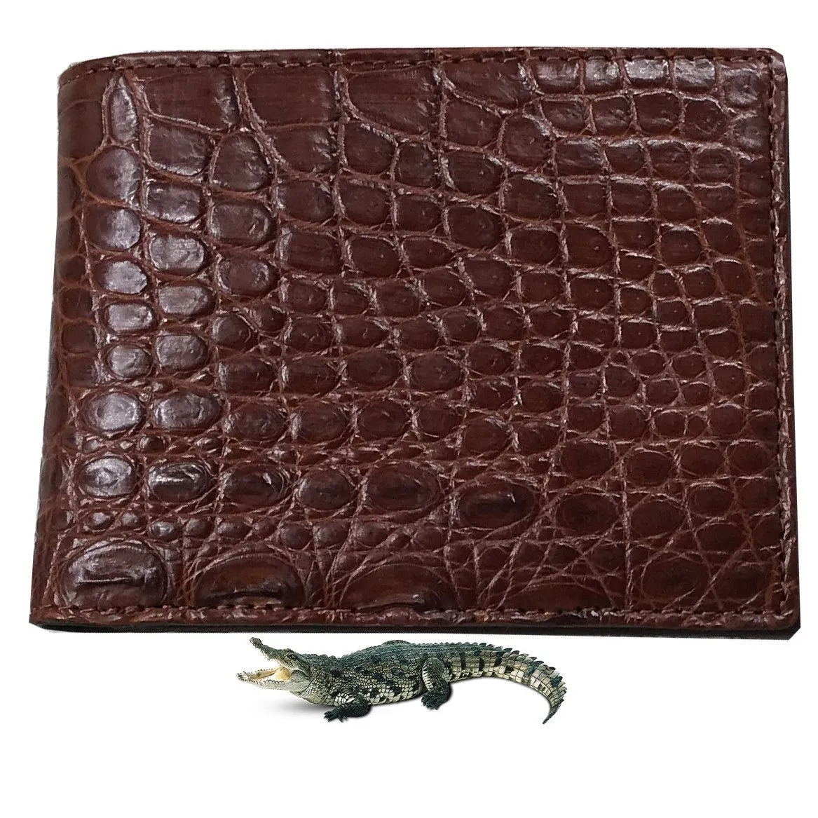 Brown Alligator Skin Bifold Wallet For Men | Handmade Crocodile Leather Wallet RFID Blocking | VL5635