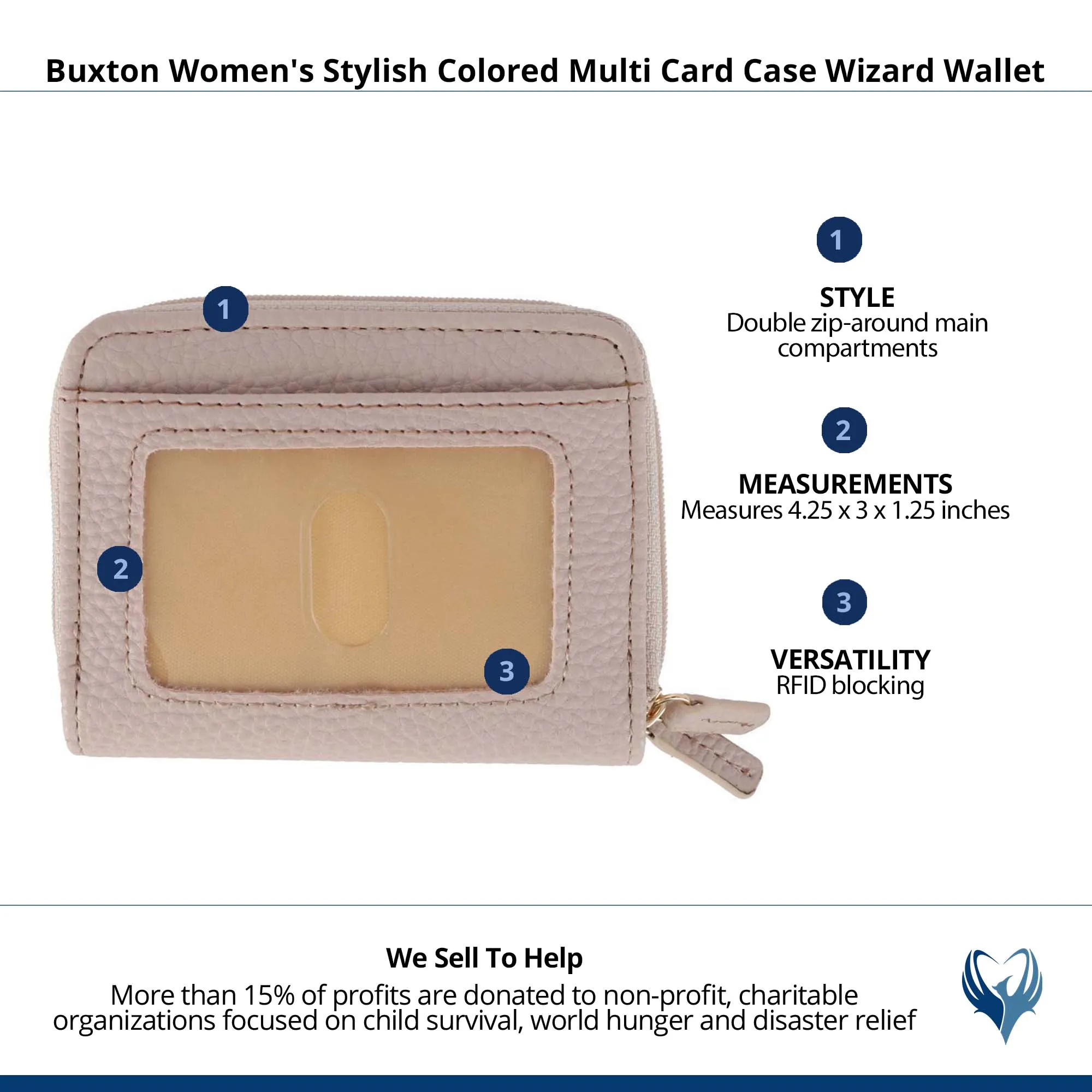 Buxton Women's Stylish Colored Multi Card Case Wizard Wallet