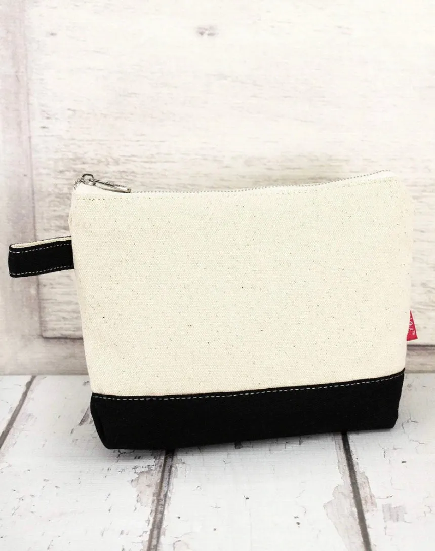 Canvas Cosmetic Bag with Colored Trim (Blank)