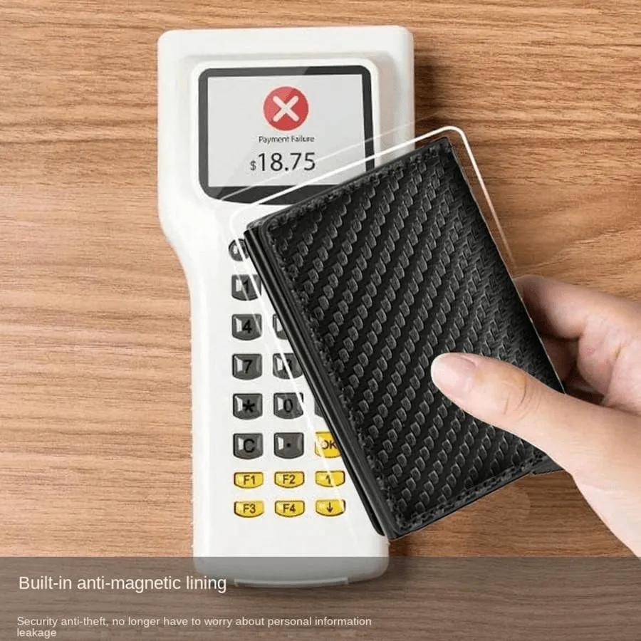 Carbon Fiber Credit Card Holder Wallet Men Rfid Smart Metal  Minimalist Wallet Small Black Purse Metal Wallet