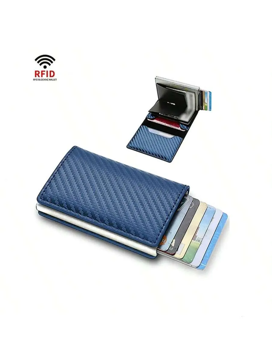 Carbon Fiber Credit Card Holder Wallet Men Rfid Smart Metal  Minimalist Wallet Small Black Purse Metal Wallet