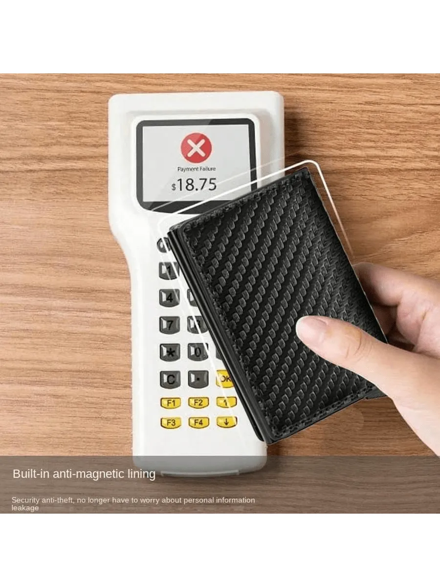 Carbon Fiber Credit Card Holder Wallet Men Rfid Smart Metal  Minimalist Wallet Small Black Purse Metal Wallet