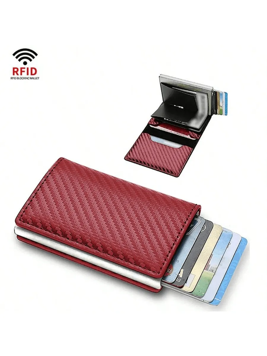 Carbon Fiber Credit Card Holder Wallet Men Rfid Smart Metal  Minimalist Wallet Small Black Purse Metal Wallet