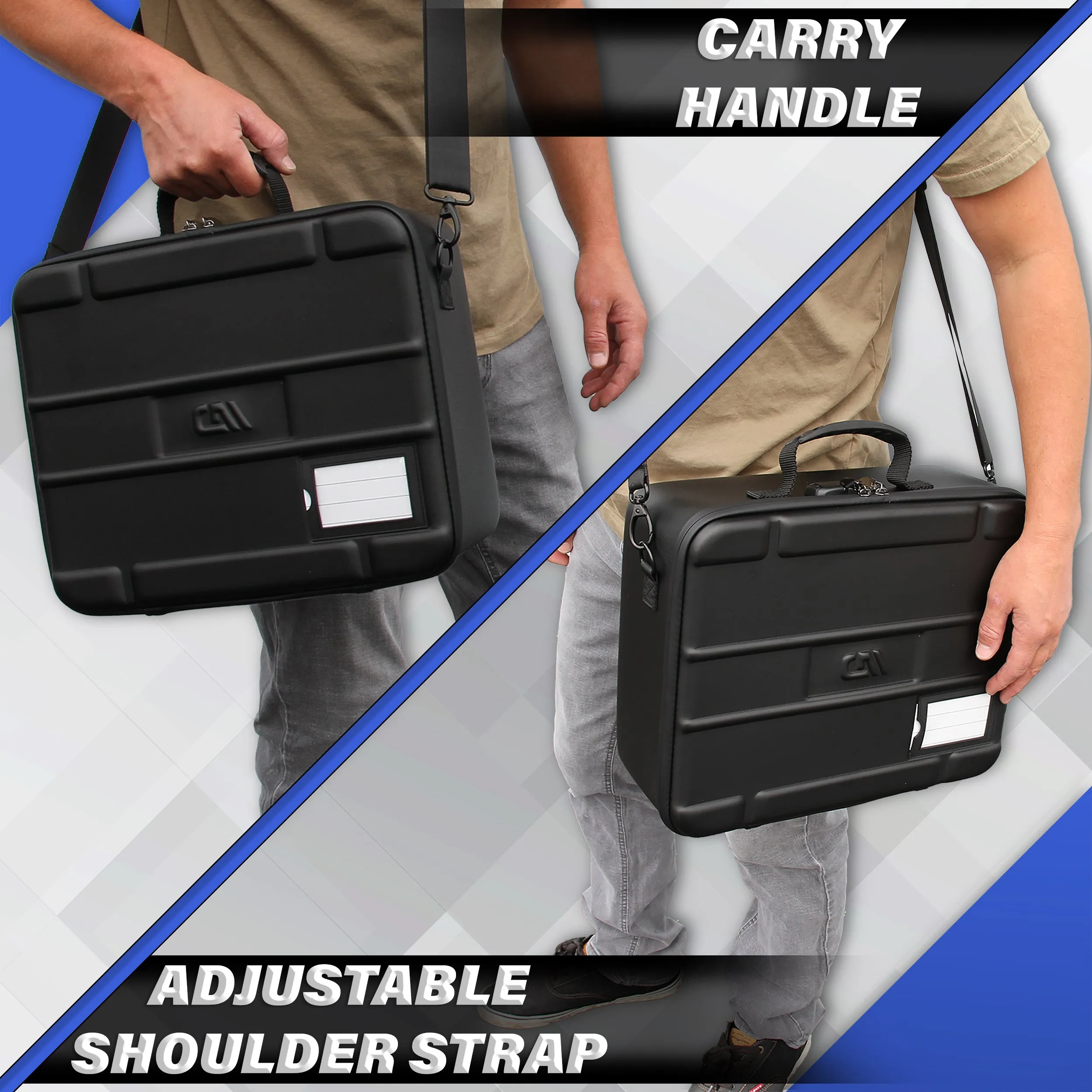 CASEMATIX Locking Gun Case Pistol Range Bag - Durable EVA Gun Bag with Two Layers of Customizable Foam for Up To 4 Handguns with Shoulder Strap