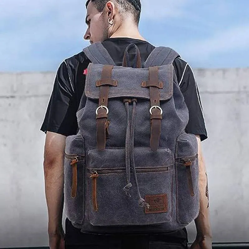 Casual Fashion Foreign Trade School Bag Men's and Women's Retro Canvas Backpack Laptop Rucksack