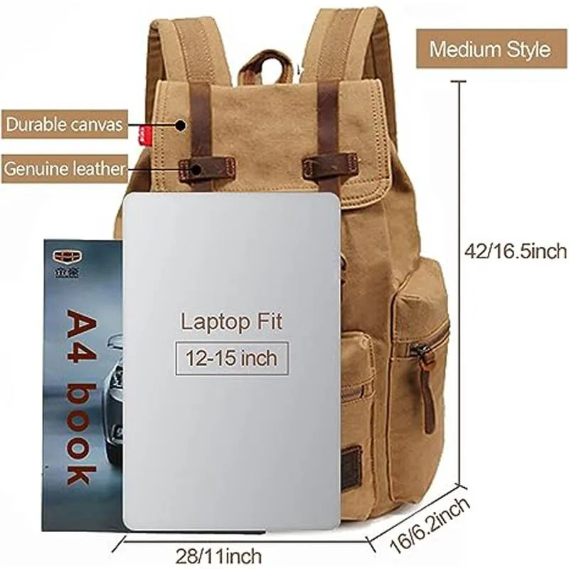 Casual Fashion Foreign Trade School Bag Men's and Women's Retro Canvas Backpack Laptop Rucksack