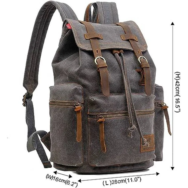 Casual Fashion Foreign Trade School Bag Men's and Women's Retro Canvas Backpack Laptop Rucksack