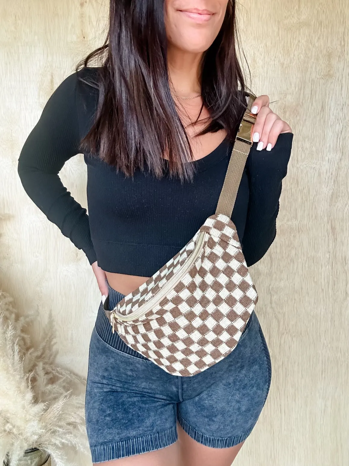 Checkered Crossbody Sling Bag