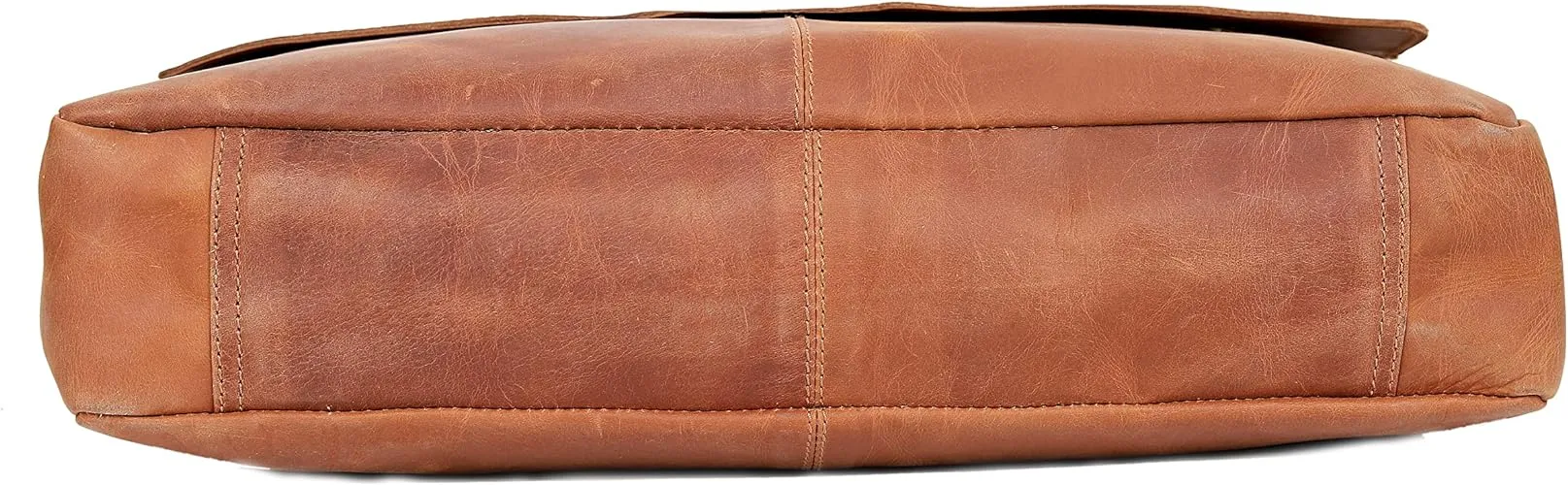 Classic Elegance: 18-Inch Vintage Leather Full Flap Messenger Laptop Bag - Vintage Leather Messenger bag - Retro Themed Messenger bag