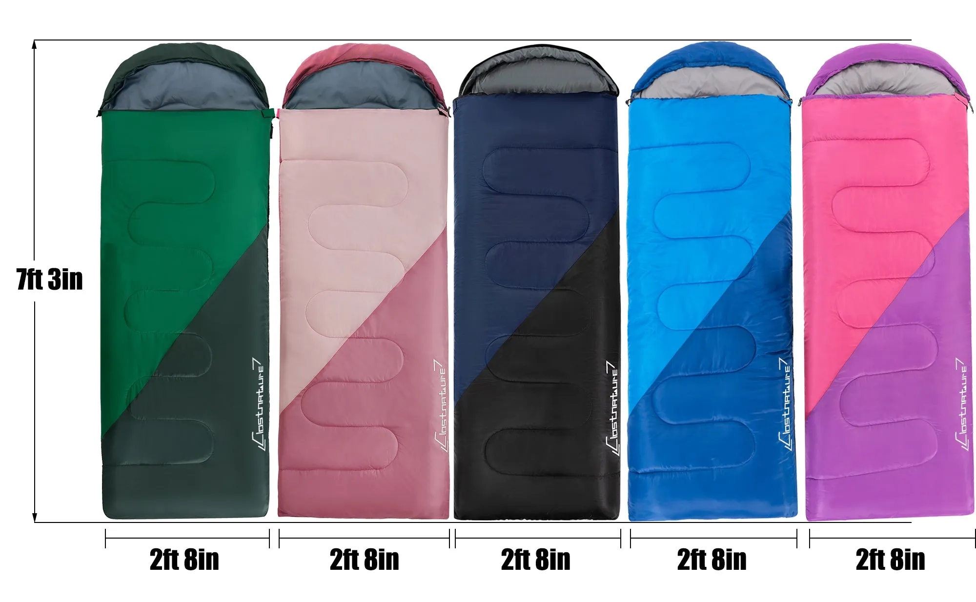 Clostnature Sleeping Bag for Adults and Kids - Lightweight Camping Sleeping Bag for Girls, Boys, Youths（Right zipper）