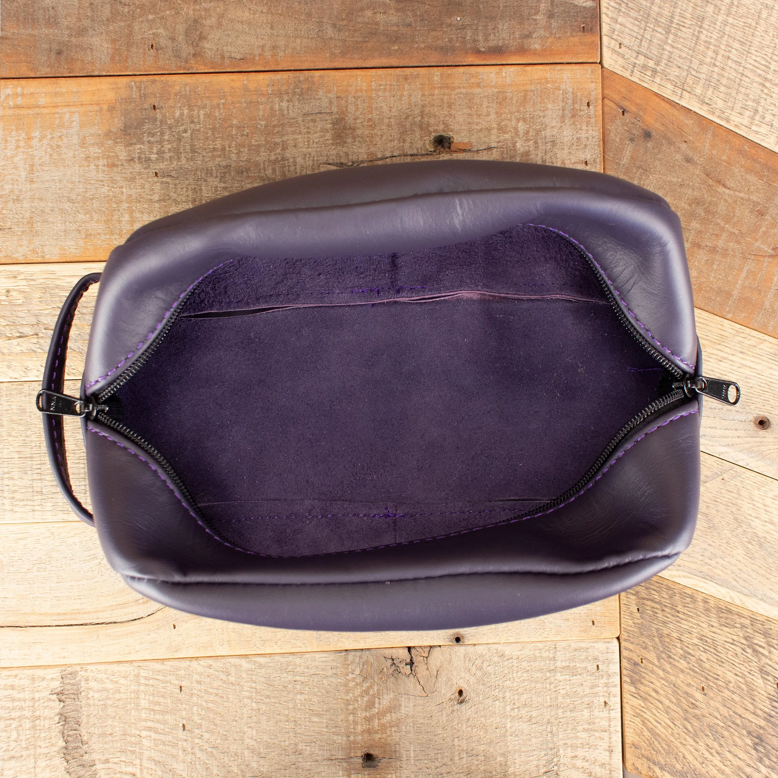 Cowhide Purple Cosmetic Bag