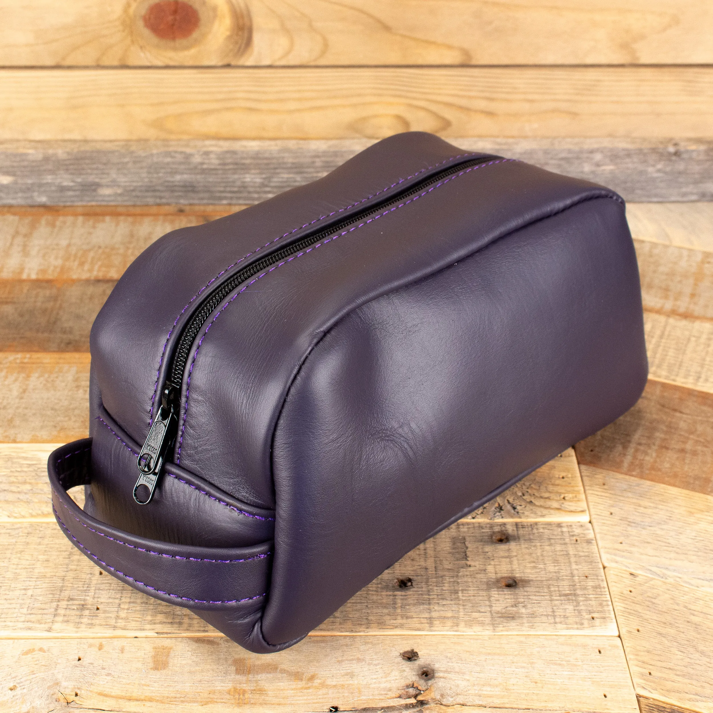 Cowhide Purple Cosmetic Bag