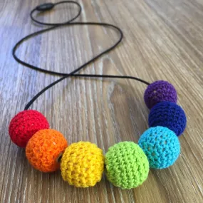 Crochet Bead Nursing Necklace - Rainbow