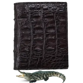 Dark Brown Alligator Skin Bifold Vertical Wallet For Men | Handmade Crocodile Leather Wallet RFID Blocking | VL5694