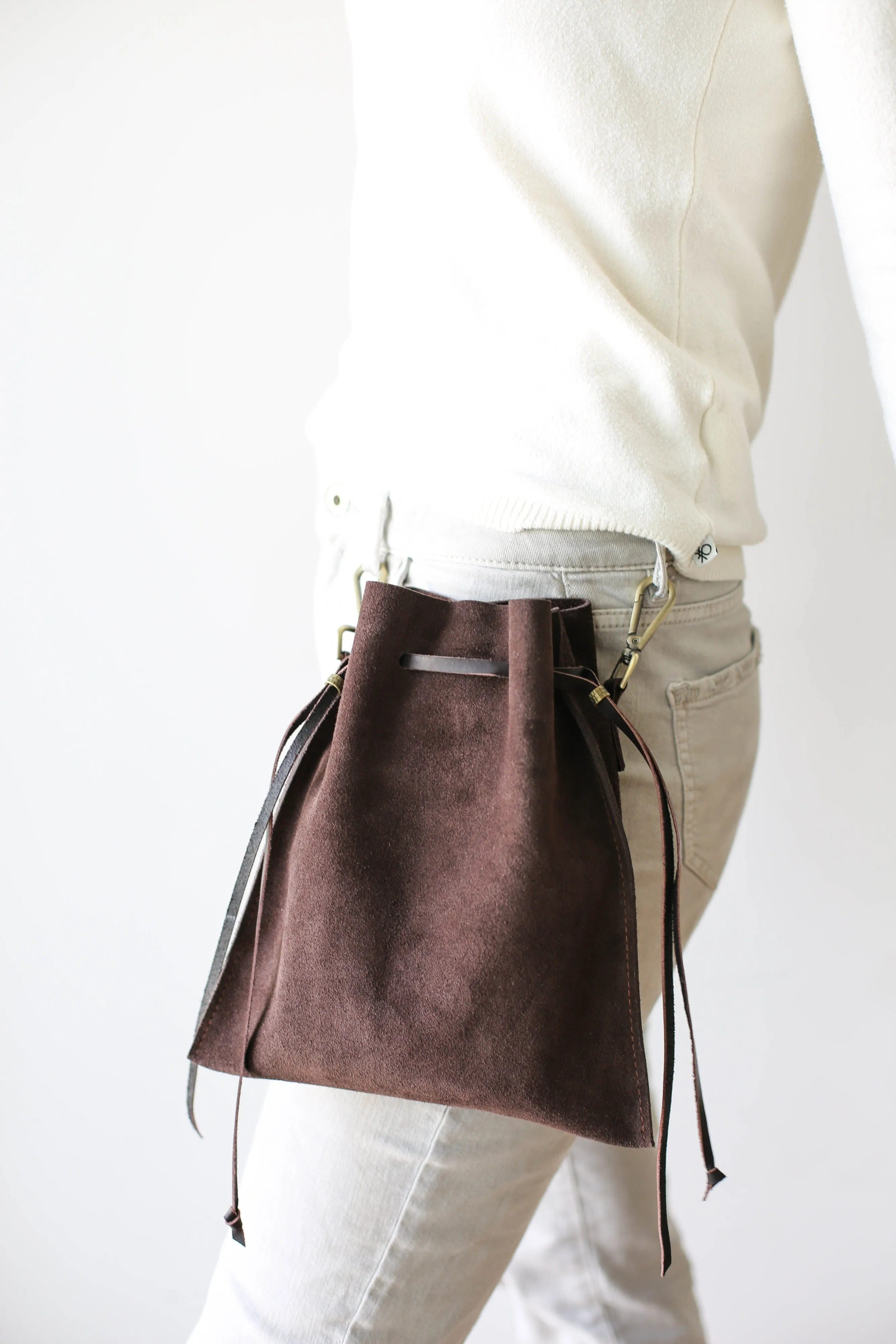 Dark Brown Suede Cross Body Bag