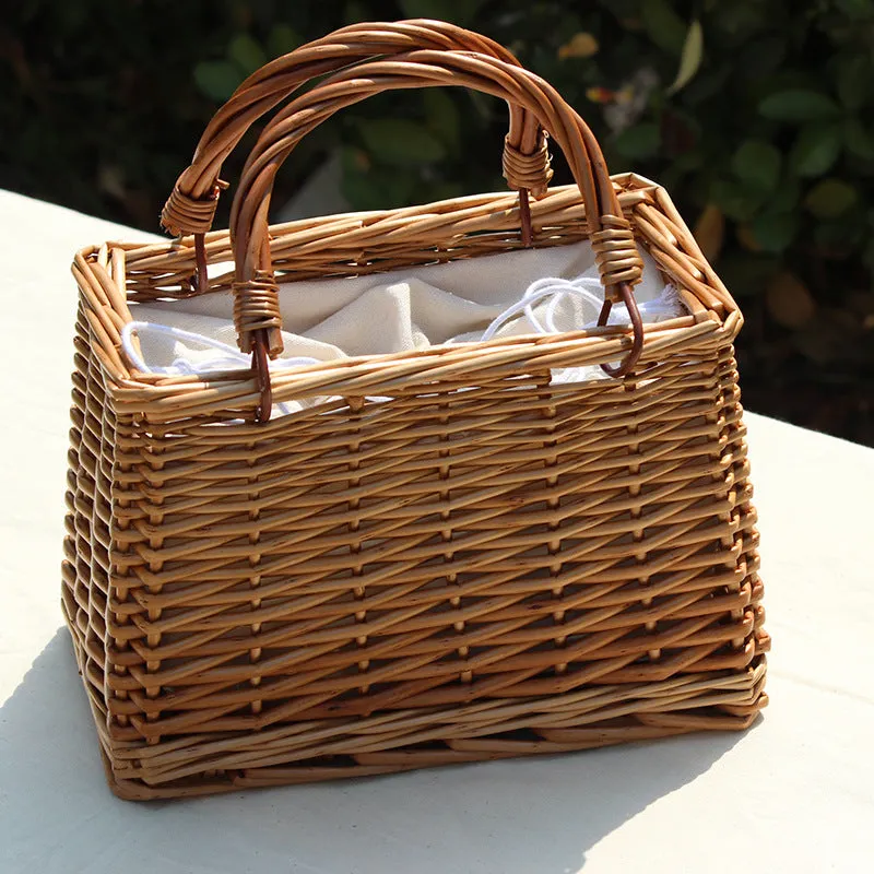 Designer Rattan Square Tote Bag